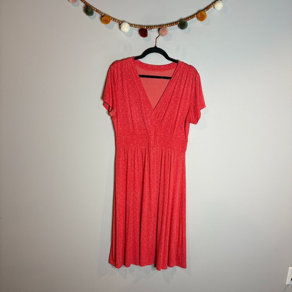 L.L. Bean coral salmon patterned Summer Knit dress